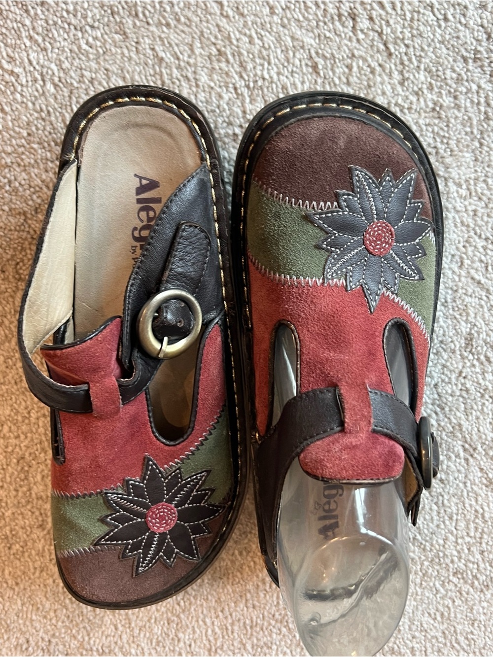 Alegria Multi-Color Floral Suede Clogs - Women's Size 39 - Picture 2 of 8
